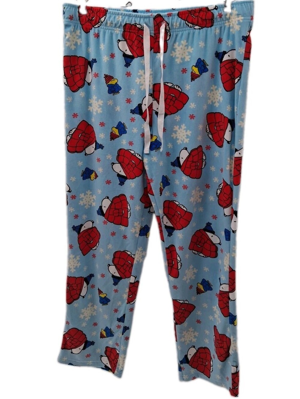Peanuts Snoopy & Woodstock Pajama Pants Women's Large Winter Fleece X Mas Snow